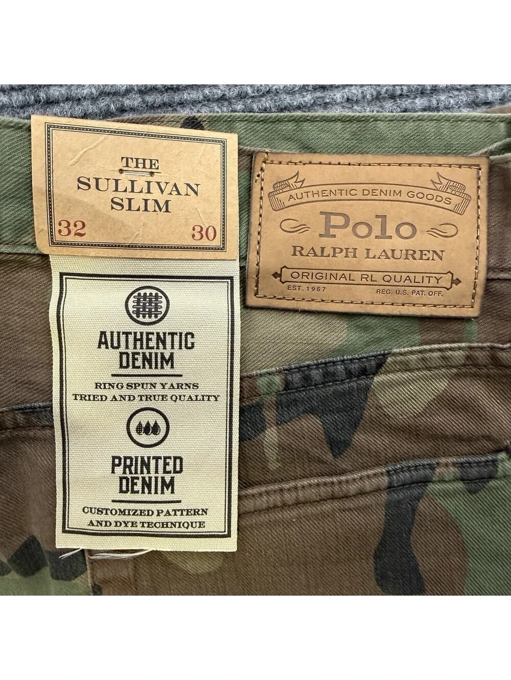 Polo Ralph Lauren Sullivan Slim Camouflage Denim Men’s Size 32x30 Stretch NWT